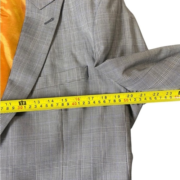 Bespoke Men’s Check Blazer Peak Lapel Grey White Chest 39R - Picture 4 of 9